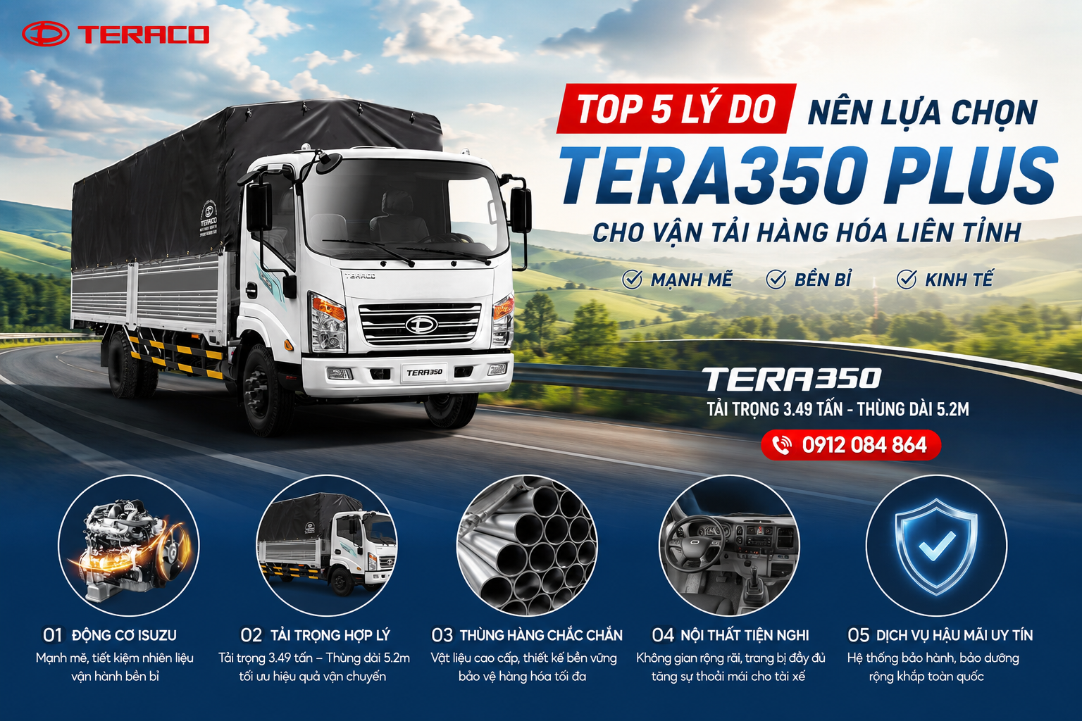 Top 5 lý do nên lựa chọn TERA350 Plus cho vận tải hàng hóa liên tỉnh