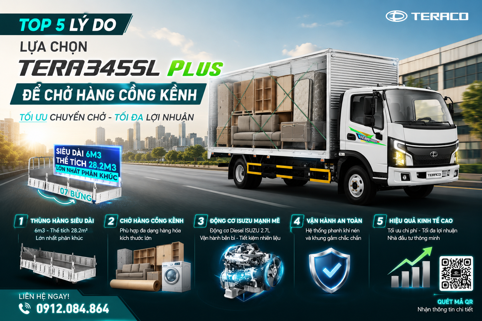 Top 5 lý do nên lựa chọn TERA345SL PLUS để chở hàng cồng kềnh