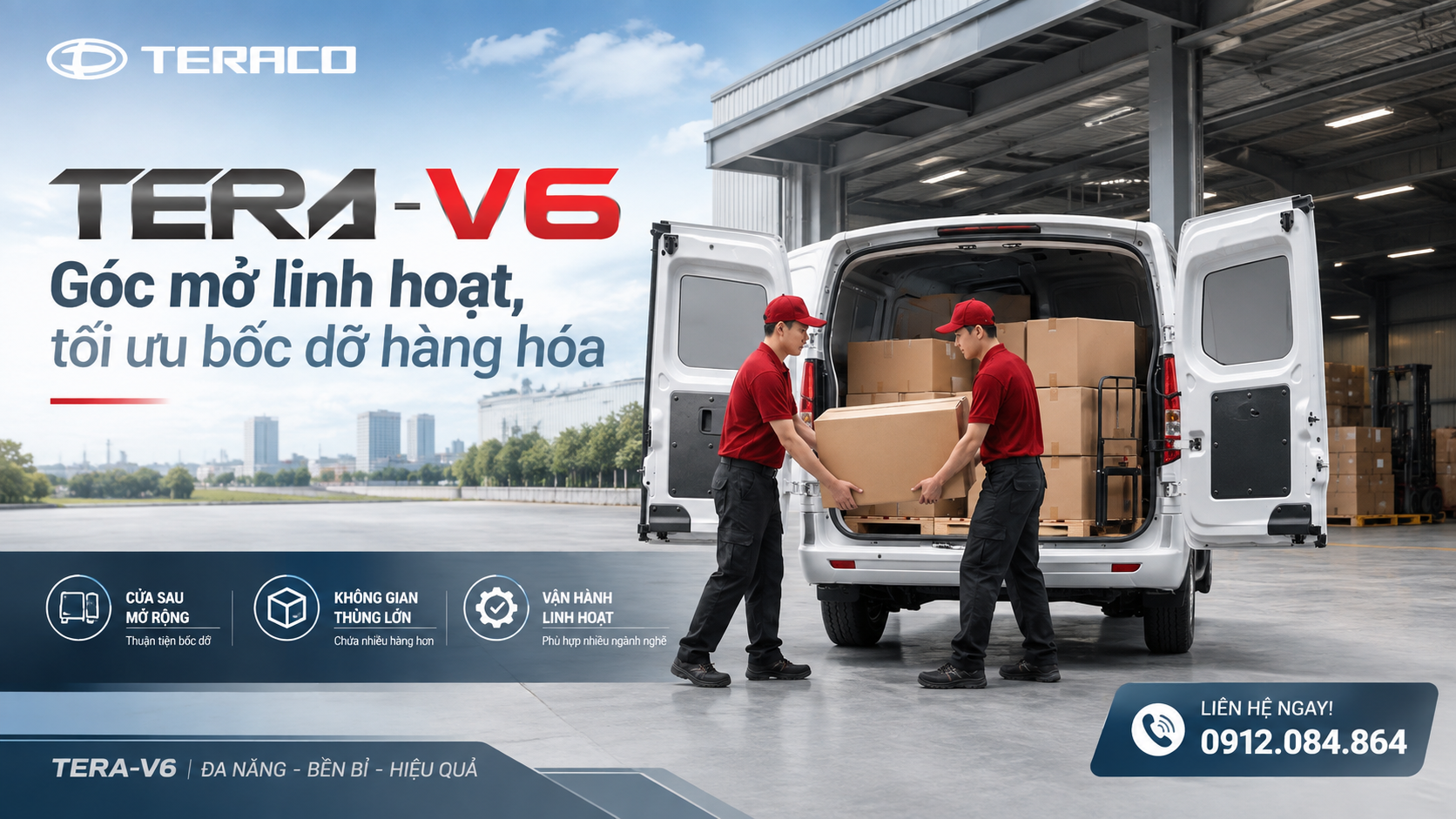 Tera-V6 – Góc mở linh hoạt, tối ưu bốc dỡ hàng hóa